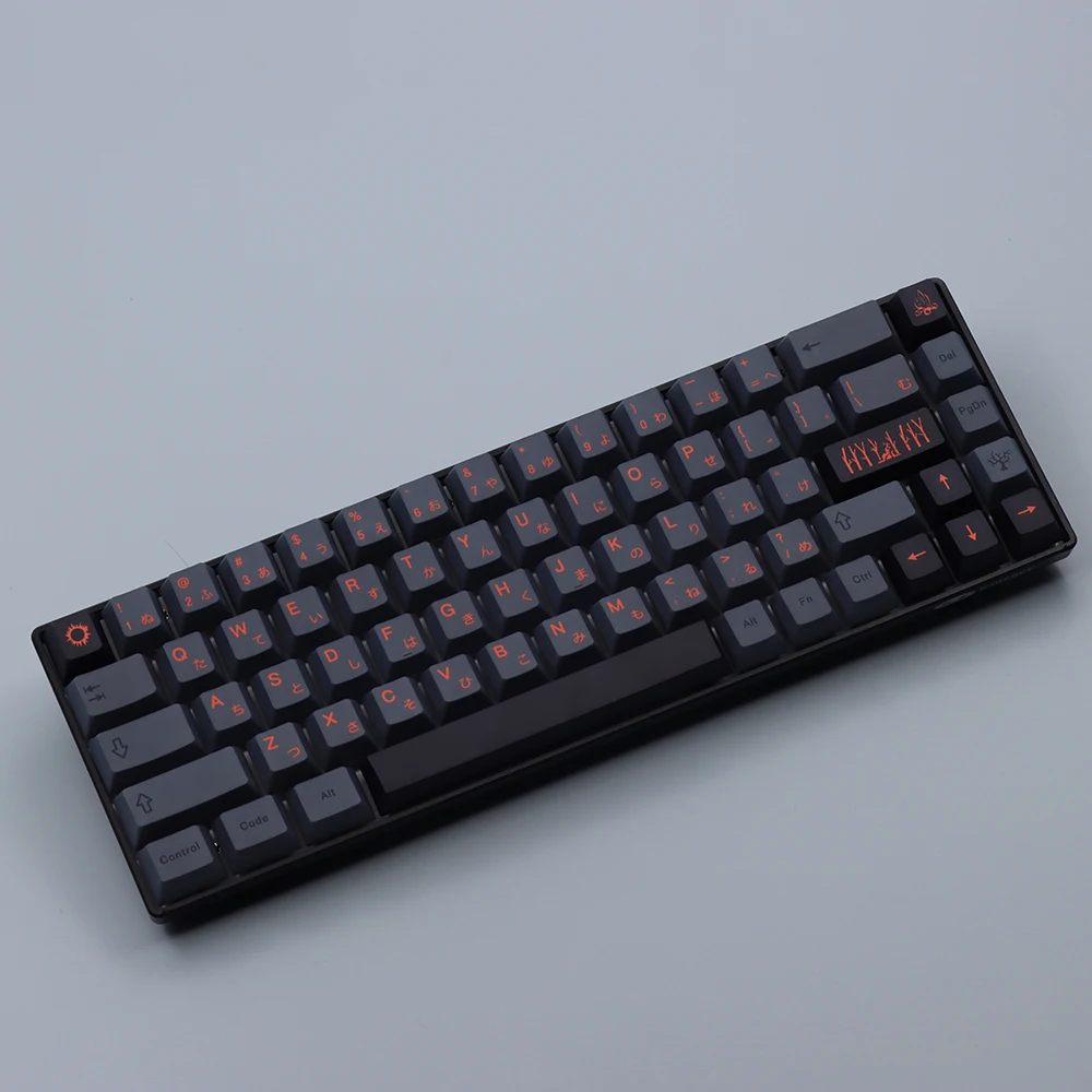 150 Keys Japanese Cherry profile Dye Sub Cinder Keycap Set PBT  Grey on Black  for GMK gh60 xd64 xd84 xd96 87 104 bm60 bm68