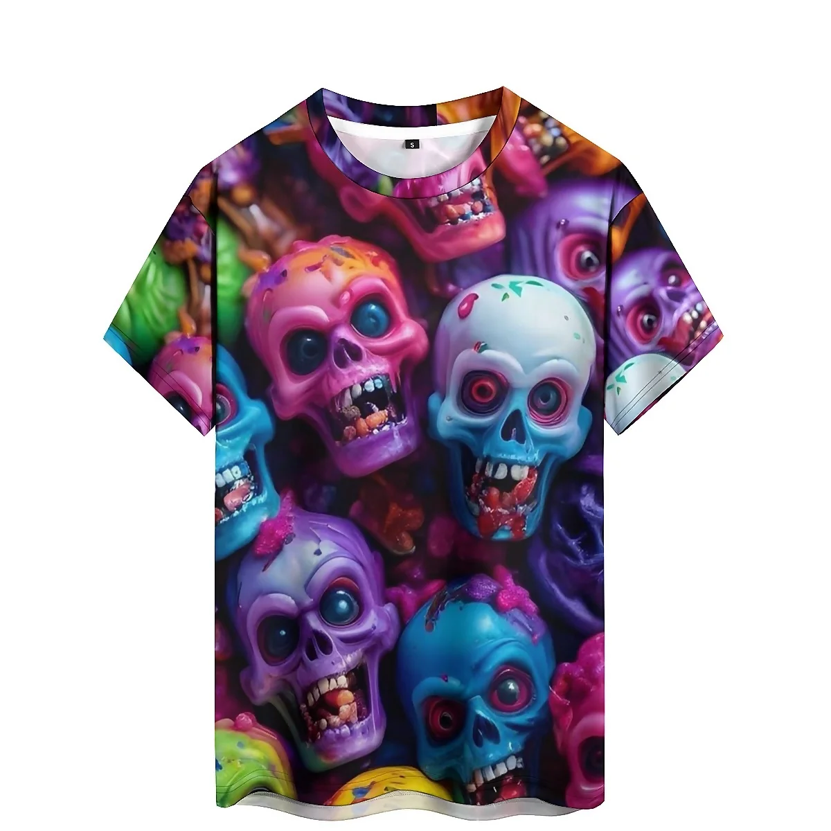 

2025 New Men's 3D Printed Short Sleeved T-shirt, Harajuku Style Gradient, Loose, Breathable, Comfortable, Fun Cartoon Party