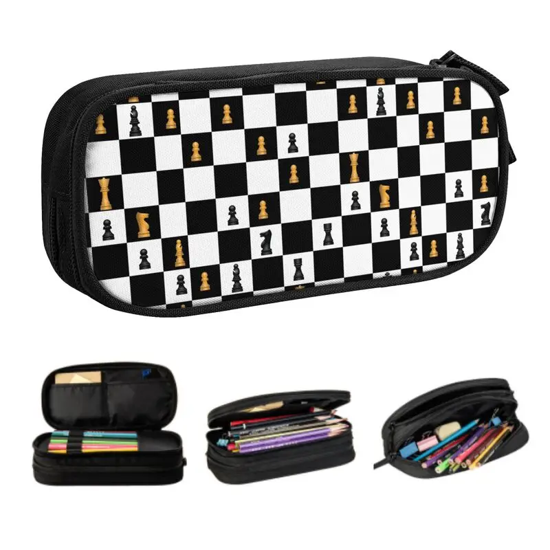 Customized Power Play Chess Game Cute Pencil Case Boy Girl Large Capacity Chess Lover Piece Pencil Pouch Student School