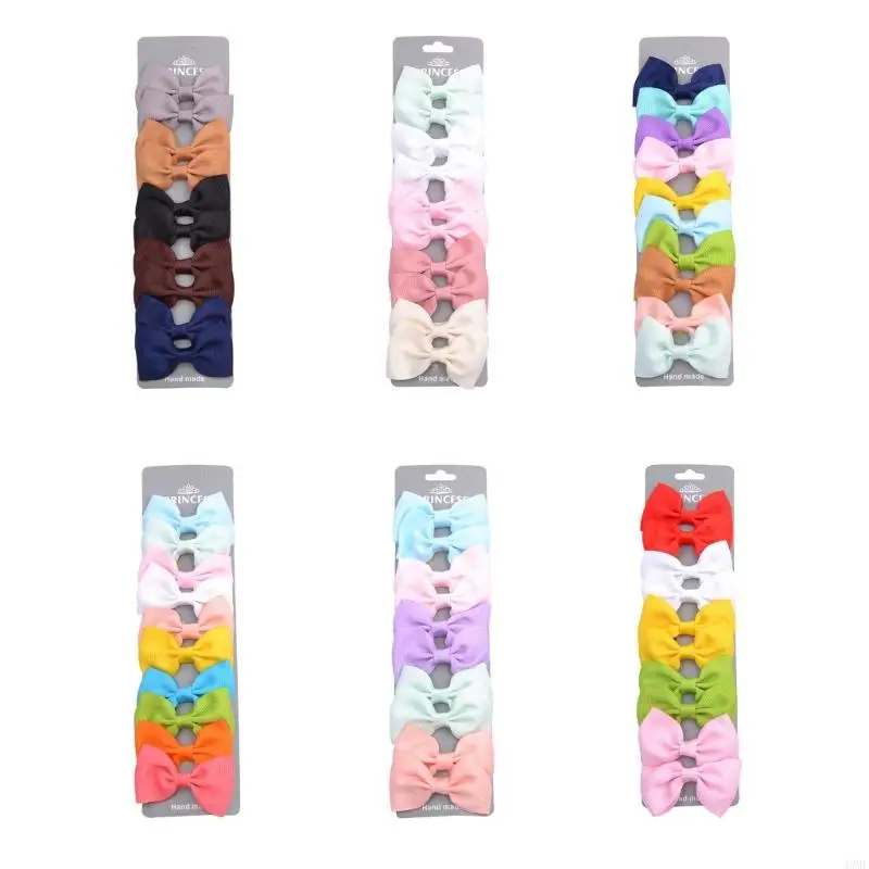

49MF 10pcs Colorful Bowknot Hairpins Sweet Headdress Barrettes Stero Bowknot Hair Clips for Kids