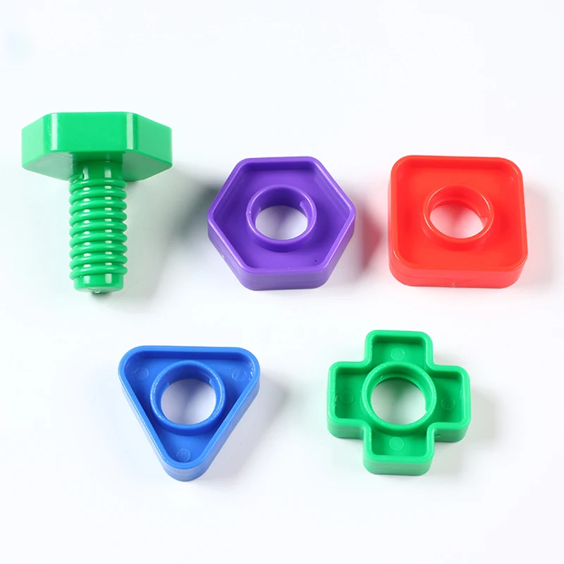 4개/세트 다채로운 플라스틱 조립 나사 혼합 모양 인터랙티브 DIY 너트와 볼트 색상 모양 인지 장난감 교육용 도구 ZYF