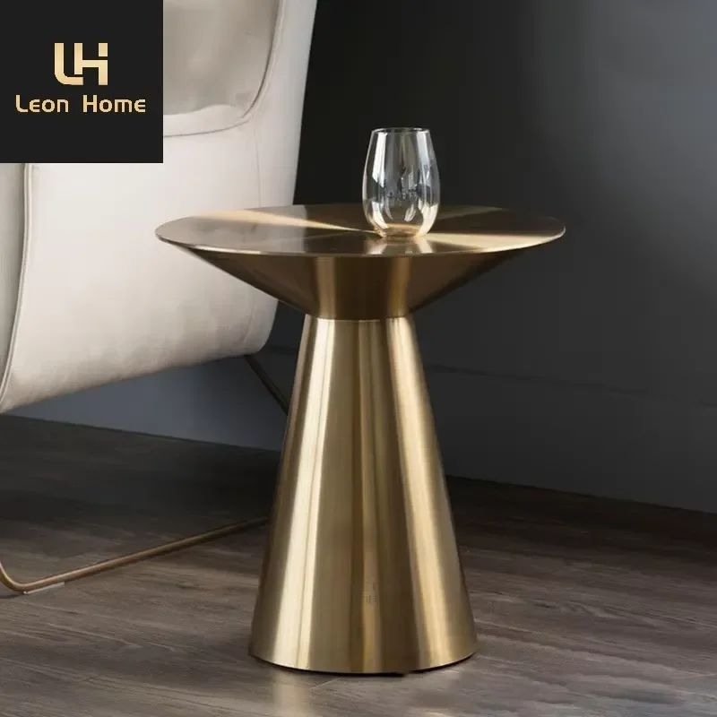 Contemporary Living Room Table Stainless Steel Brushed Copper Round Coffee Table Simple Metal Side Table
