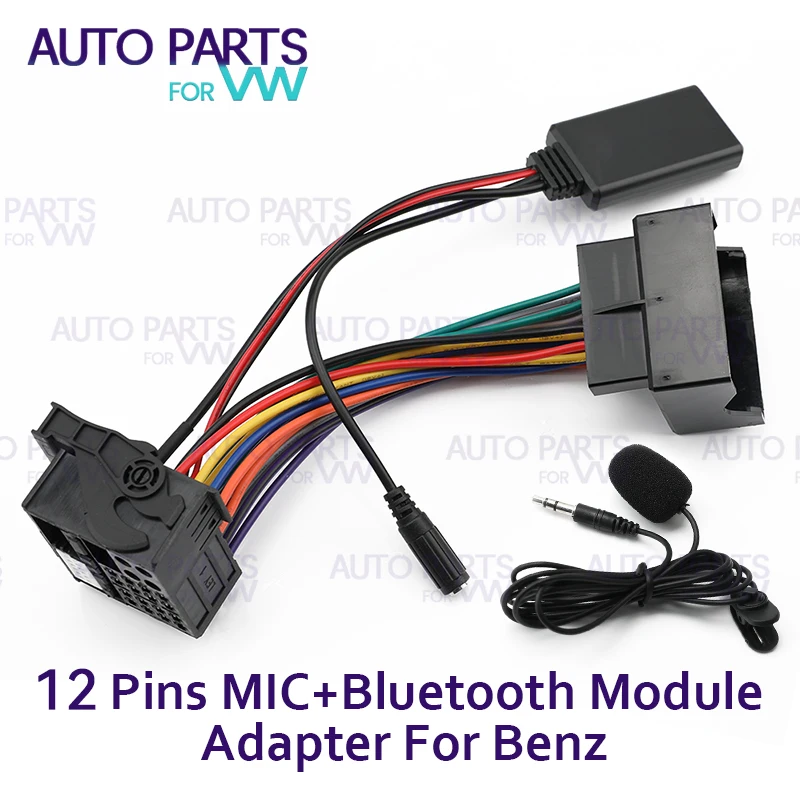 For Mercedes-Benz W169 W245 W203 W209 W251 W221 R230 Car AUX Bluetooth 5.0 Module Radio Stereo AUX IN Cable Adapter 12 Pins