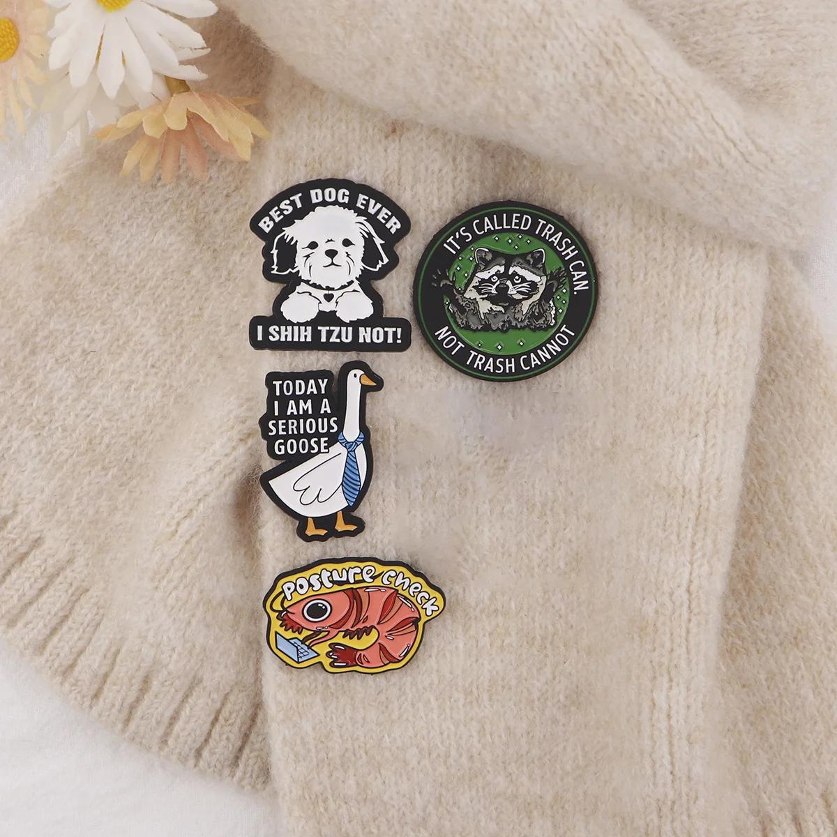 Funny Goose Enamel Pins Cartoon Raccoon Brooch Pines Lapel Pins Dog Badge on Backpack Costume Accessories Animal Jewelry Gifts