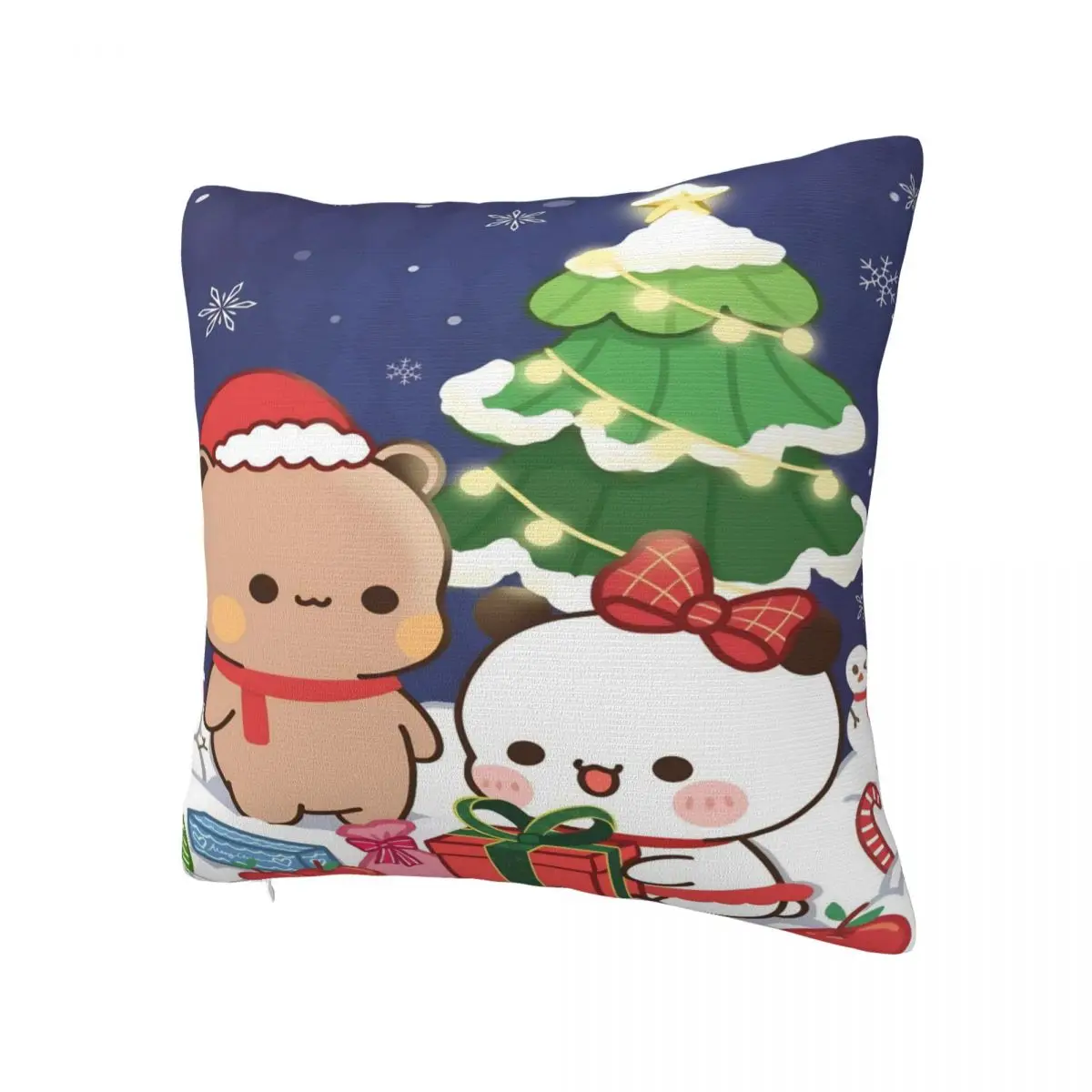 Bubu e Dudu Buon Natale Federa per cuscino Fodera per cuscino con grafica in poliestere Federe Kawaii per sedia da soggiorno