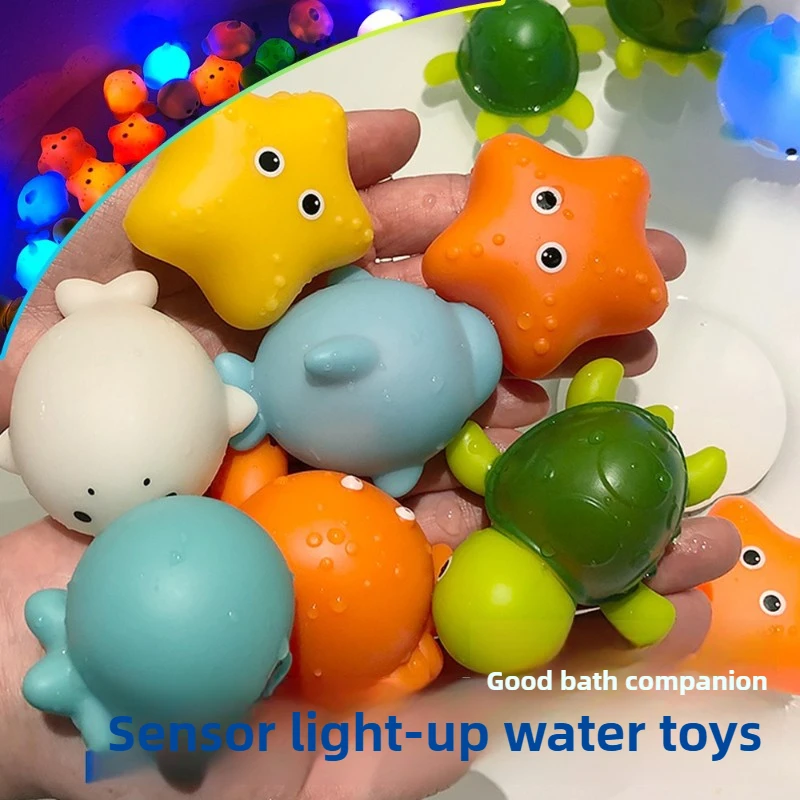

4-Piece Floating Glow-in-the-Dark Animal Bath Toys Turtle & Octopus Cartoon Animals Perfect for Infant & Toddler Bath Time Fun