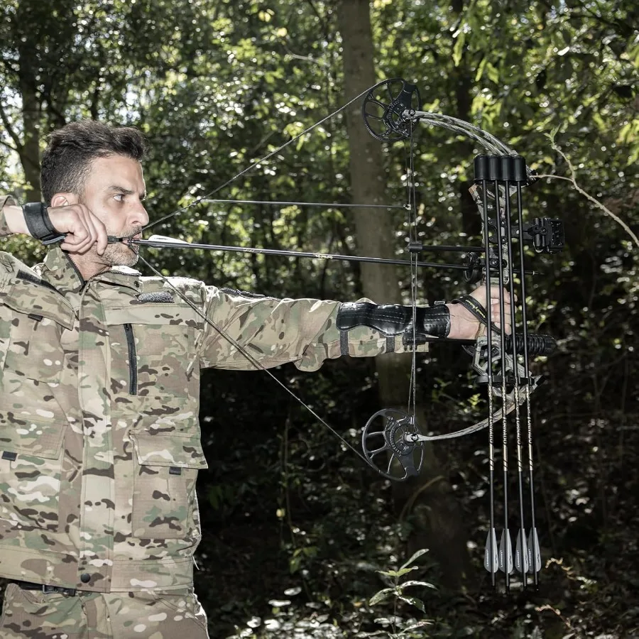 Lanneret P2 Compoundbogen-Paket, vollständig verstellbar, für Jugendliche, 22,530, Zuglänge, 1050 Pfund Zuggewicht, Jagdbogen-Bogenschießen-Set, rechts