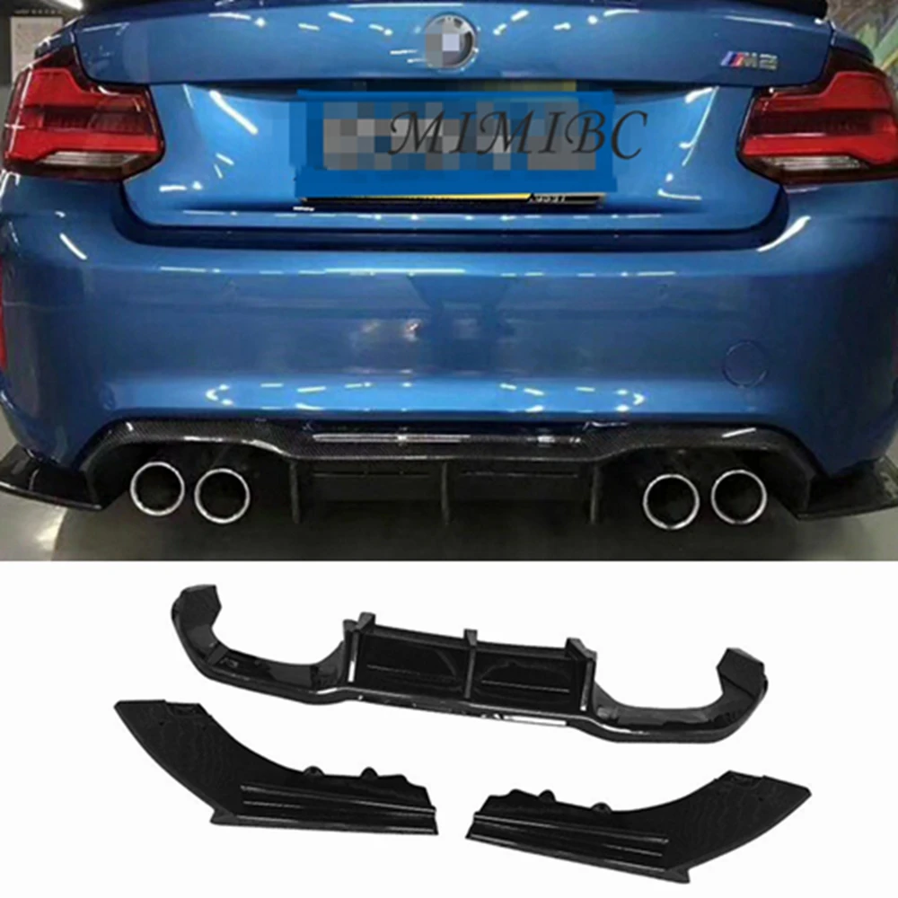 

ABS Carbon Look Rear Bumper Diffuser with Splitters FOR BMW 2 Series F87 M2 M2C Competion 2016 + Rear Lip Spoiler Splitters 3PCS