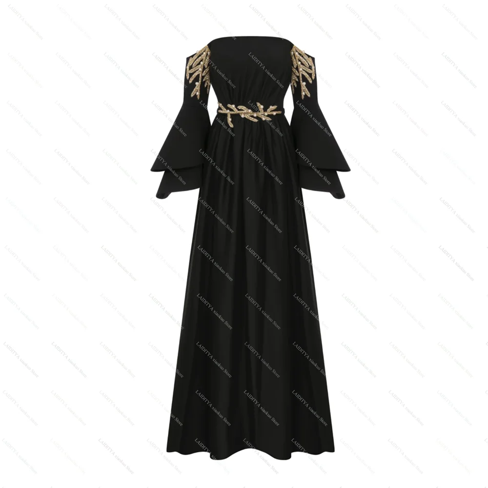 فساتين سهرة عصرية بدون حمالات أنيقة بأكمام مضيئة مطرزة بالخرز فساتين حفلات رائعة ثنيات سويب تراين على شكل حرف a للحفلات