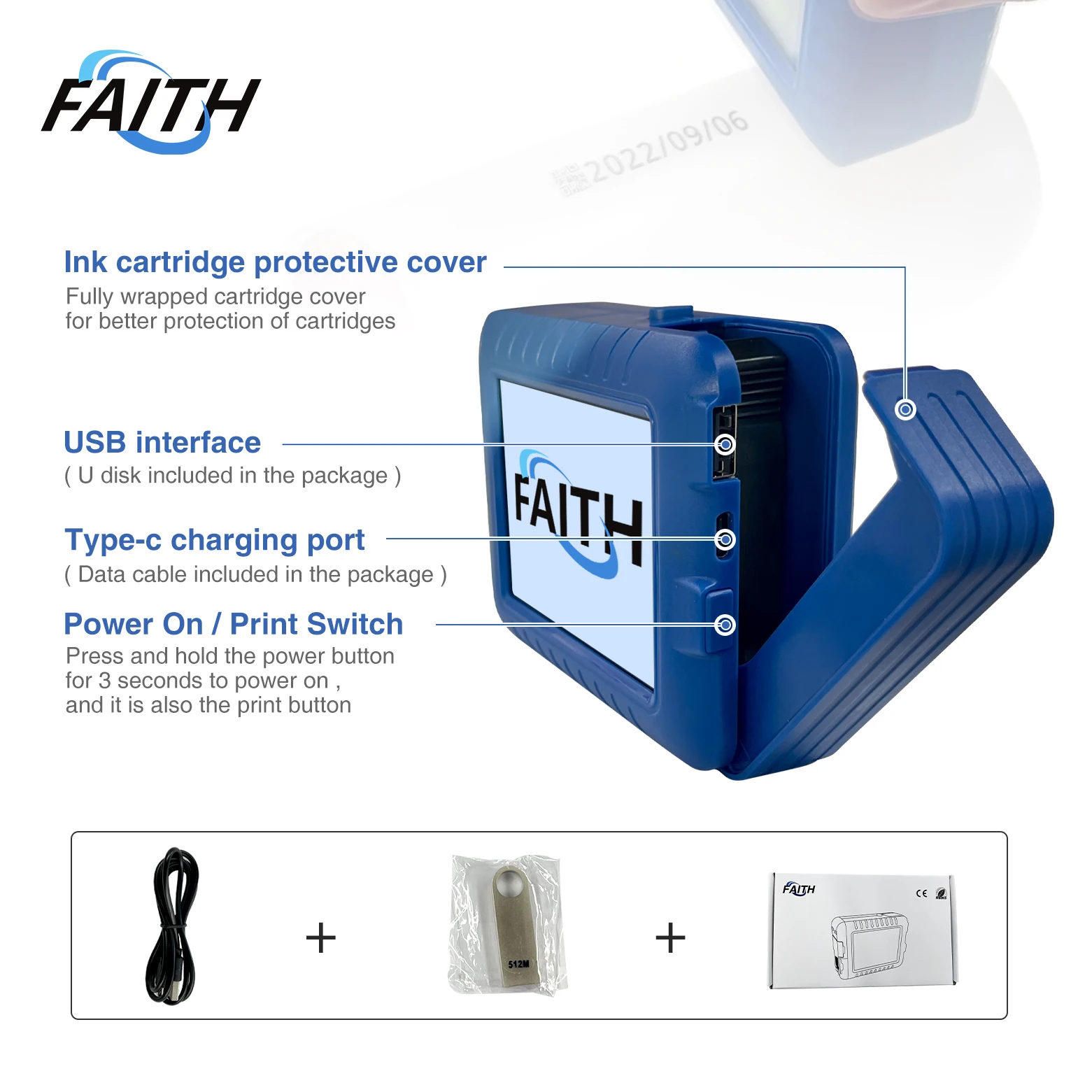 Faith-Imprimante automatique, 25 langues, machine de codage, date de production, séchage rapide