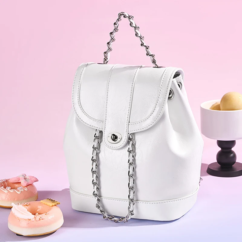 Women's fashionable simple chain backpack small and convenient backpack versatile commuter handbag