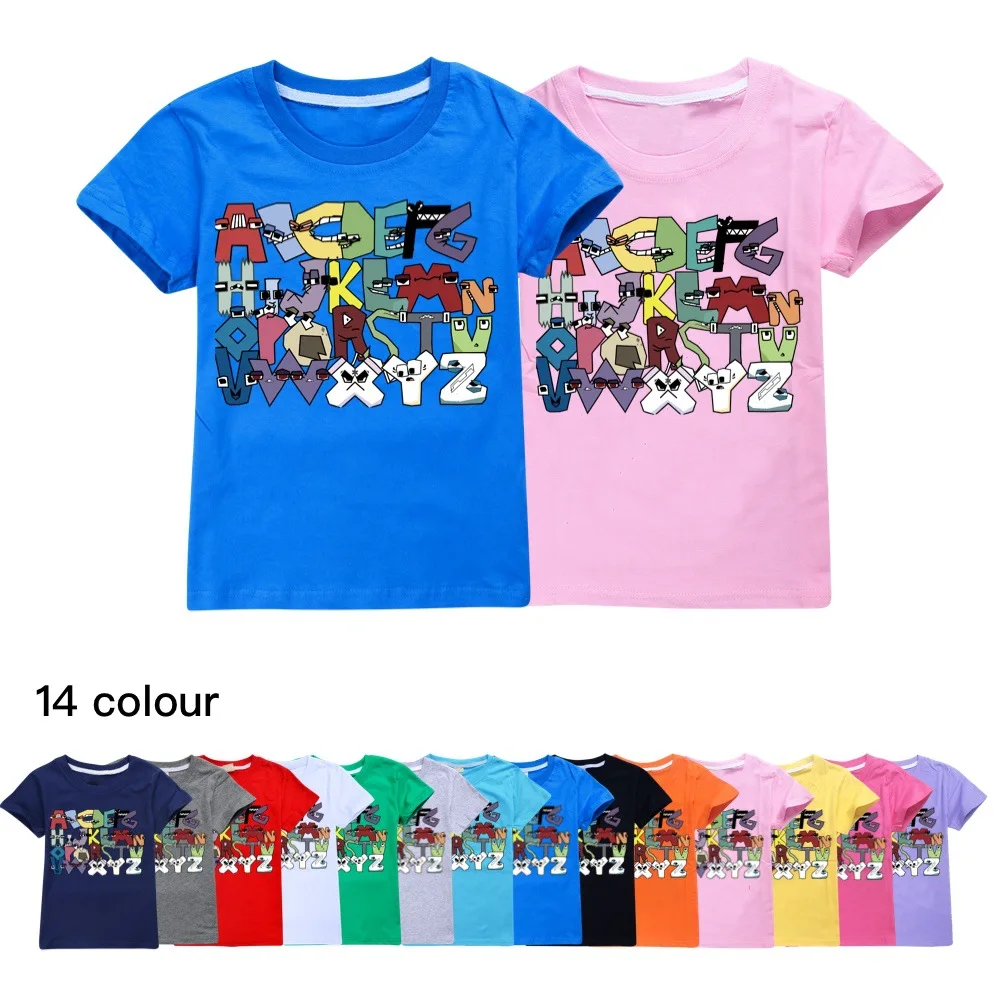 

Anime Alphabet Lore T Shirt Kids 2024 Summer Clothes Junior Boys Cotton T-shirt Baby Girls Short Sleeve Tops Children's Clothing