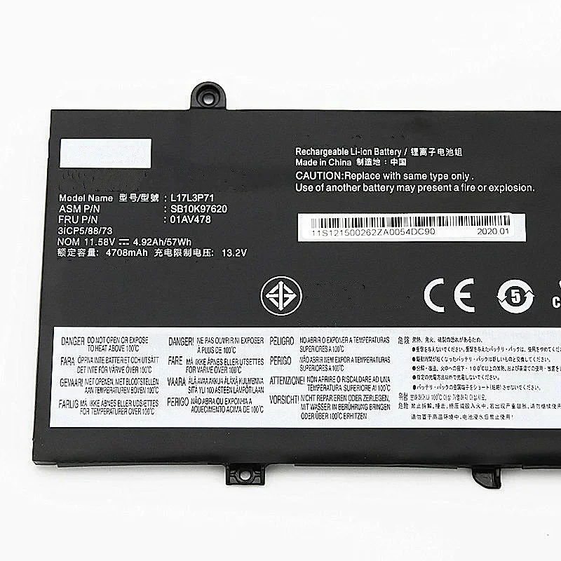 Imagem -03 - Bateria do Portátil Lenovo Thinkpad L17l3p71 L17m3p71 L17s3p71 L17s3p71 01av478 01av479 Sb10k97620 Sb10k97621t480s