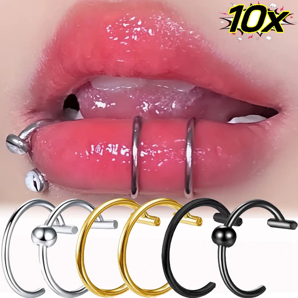 10 Uds. Anillos de labios Punk, anillo médico de acero de titanio para la nariz, anillo falso para la nariz, Piercing para el tabique, Clip para la boca, Piercing falso para el cuerpo