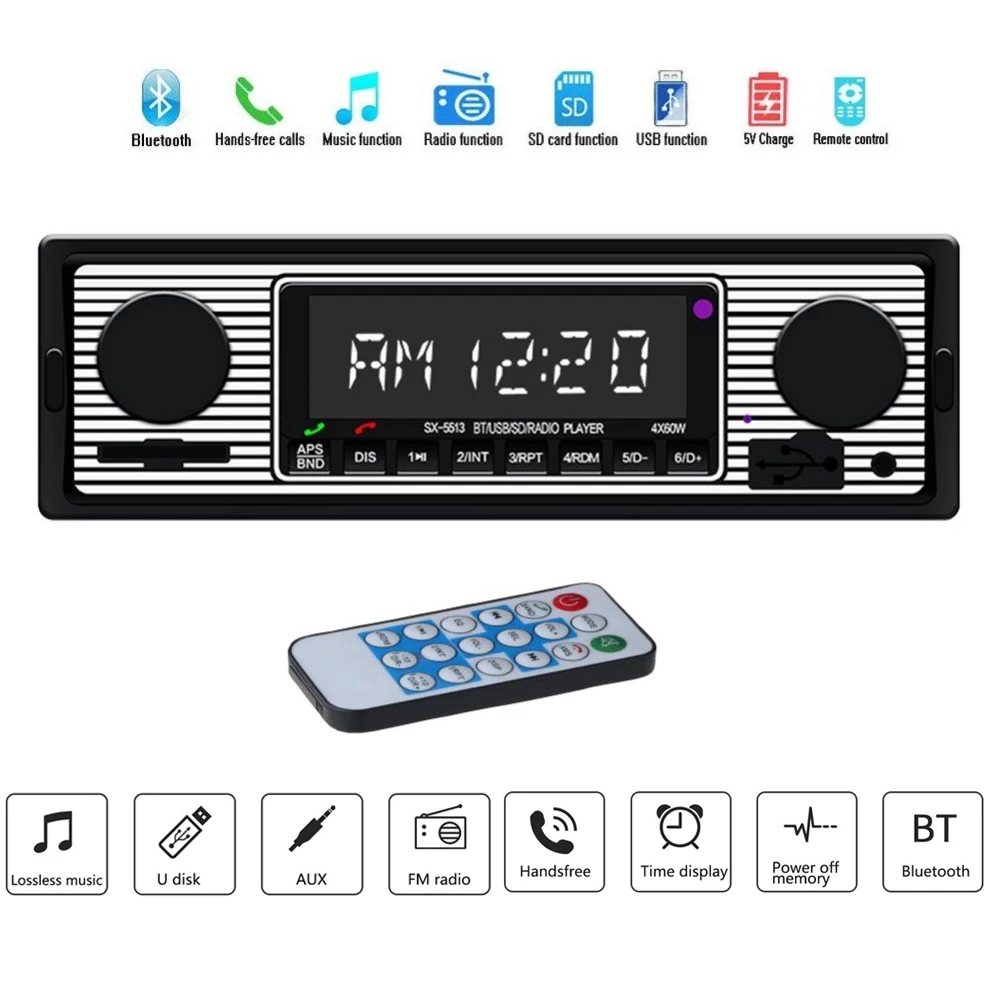 

GIVIFENI 1 Din Car Radio Bluetooth Autoradio FM Aux Stereo USB SD MP3 Music In-dash 1din 12V Multimedia Player for Universal