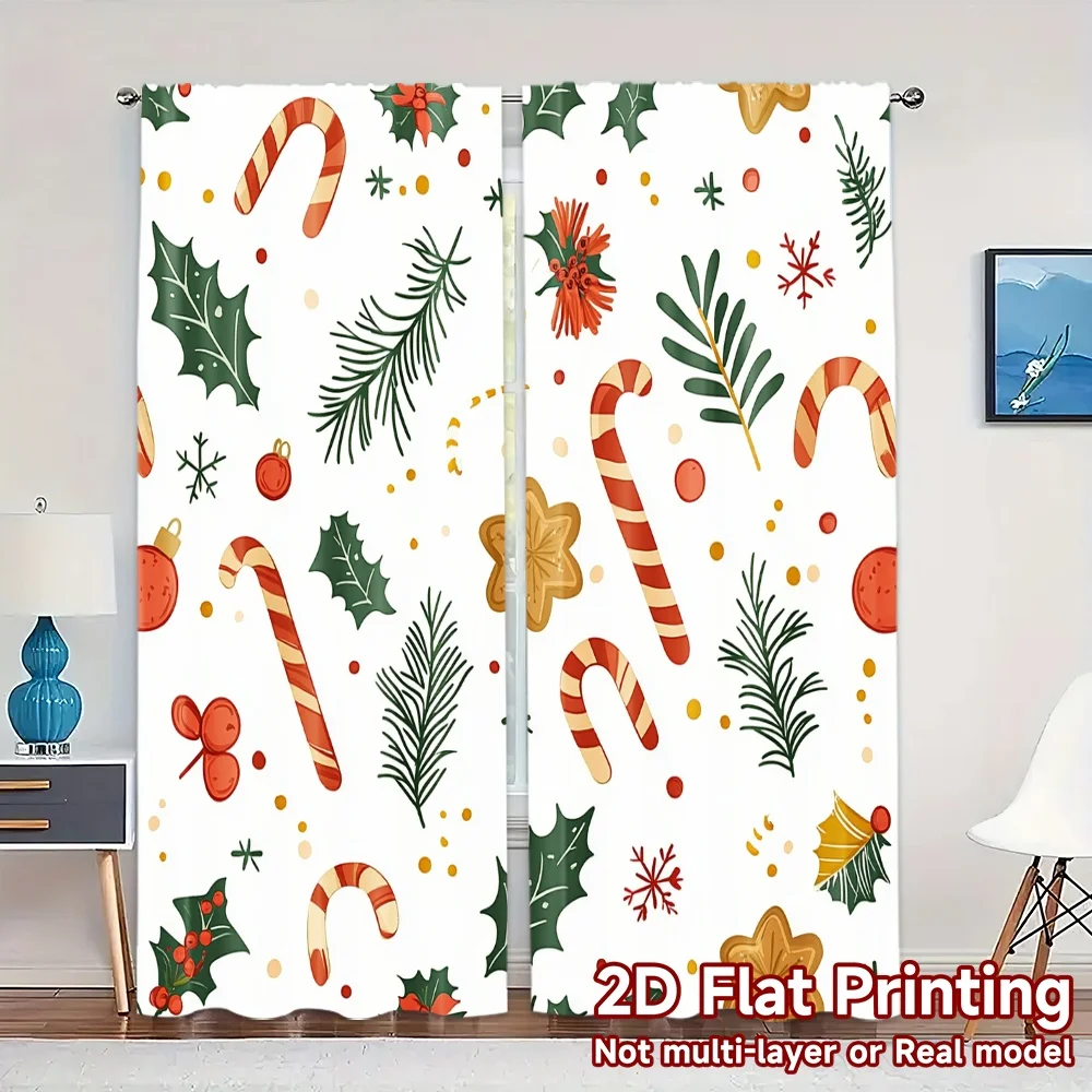 2pcs,Curtains Cute Christmas Design (3) Pattern Modern Curtains Fabric Curtains Holiday Use for Bedroom Living Room Kitchen