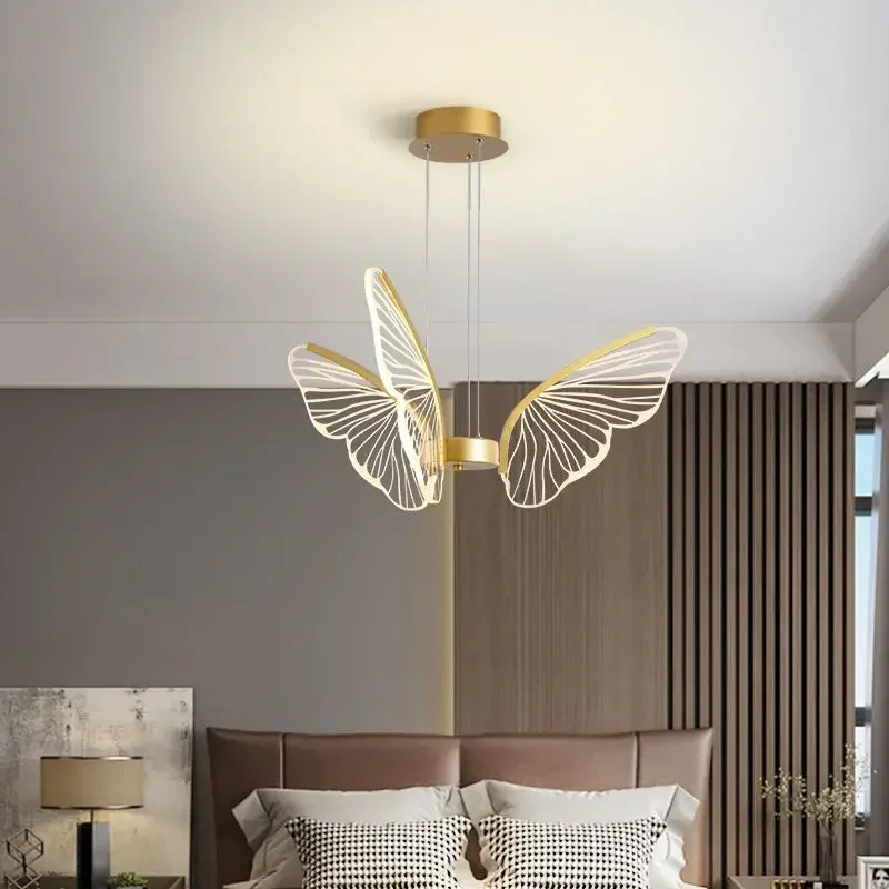 Morden Led Vlinder Plafond Kroonluchters Luxe Hanglamp Slaapkamer Woonkamer Eetkamer Decor Opknoping Lichten Glans Armaturen