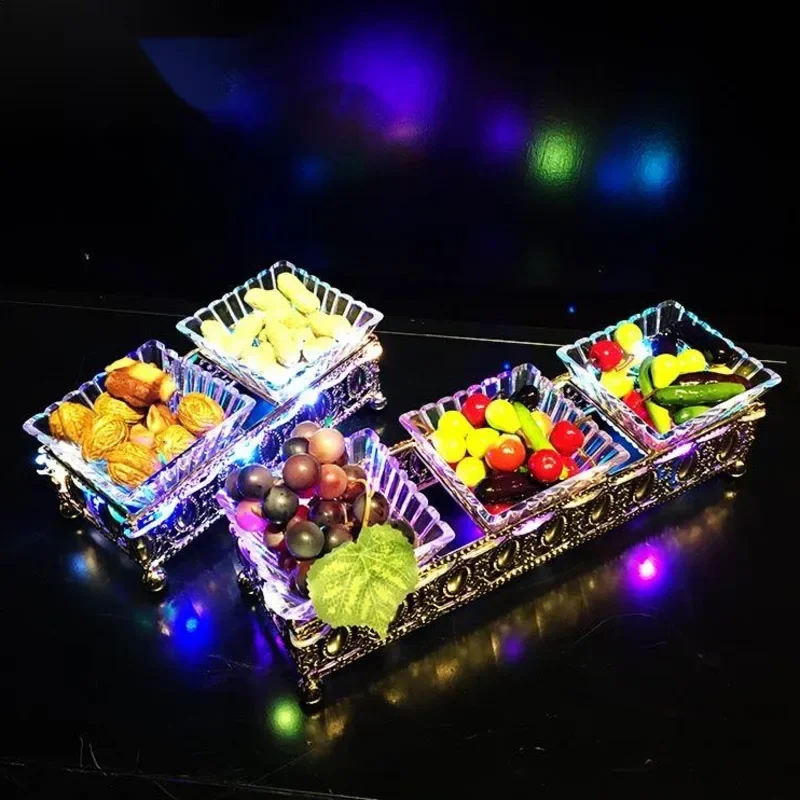 LED Charging Snack Plate Light-Emitting Iron Fruit Plate Creative Bar KTV Dish Stand for Stylish Food Display