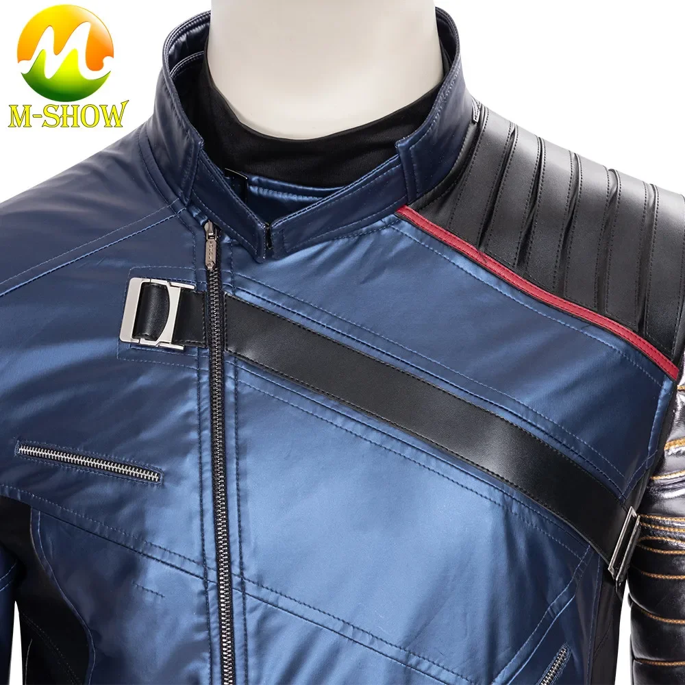 Superhero Winter Soldier Cosplay Costume Bucky Barnes Outfit White Wolf Jacket Arms Pants Shoes Halloween Uniforms for Men