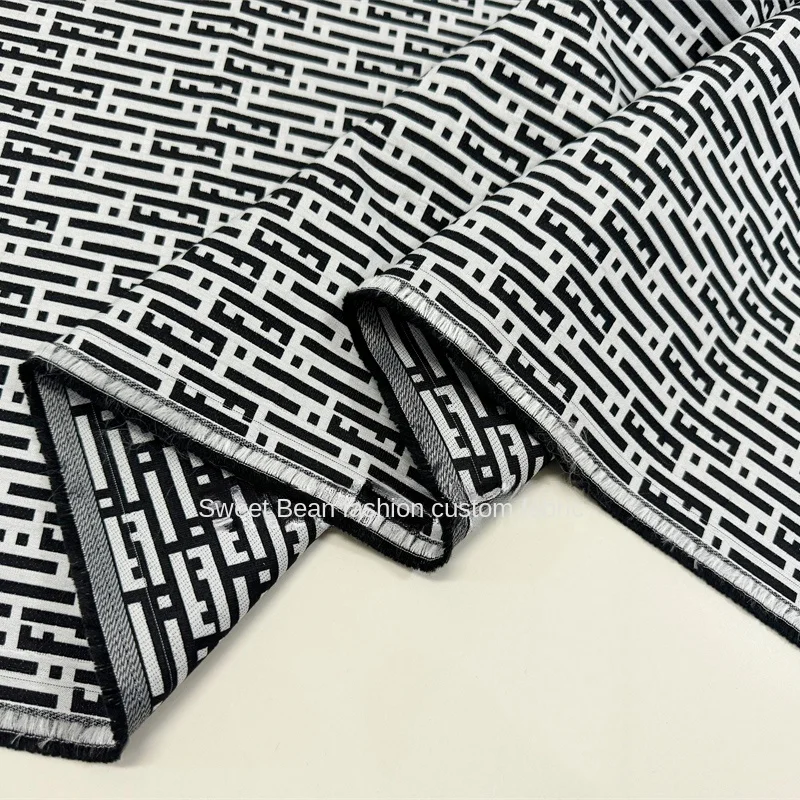 Black White Woven Jacquard Brocade Fabric for DIY Sewing Suit Jacket Fashion Windbreaker Set Antique Attire Cloth Fabrics