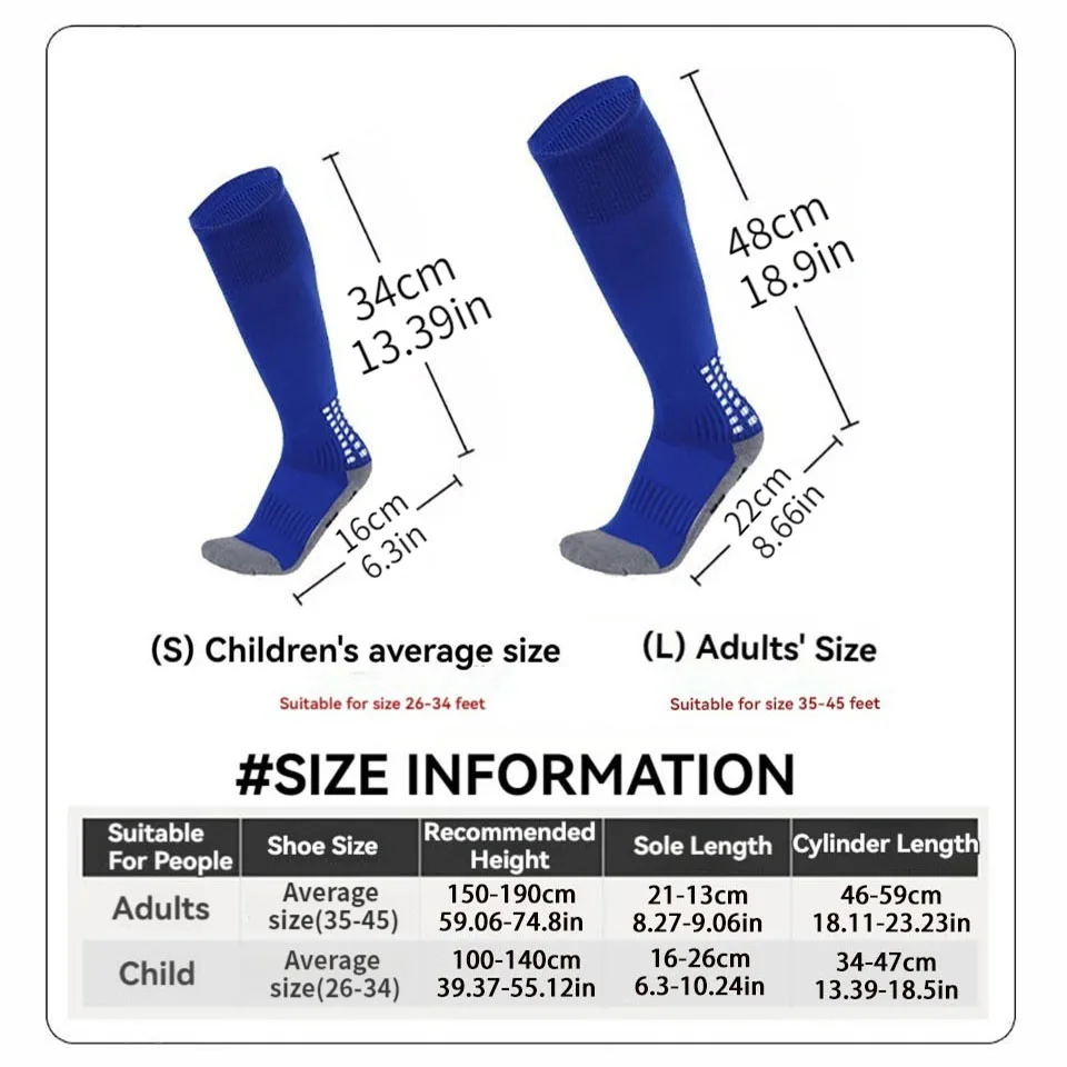 Loogdeel Soccer Socks Adult Children Knee High Long Tube Towel Bottom Anti Slip Shock-absorbing Basketball Football Sports Socks