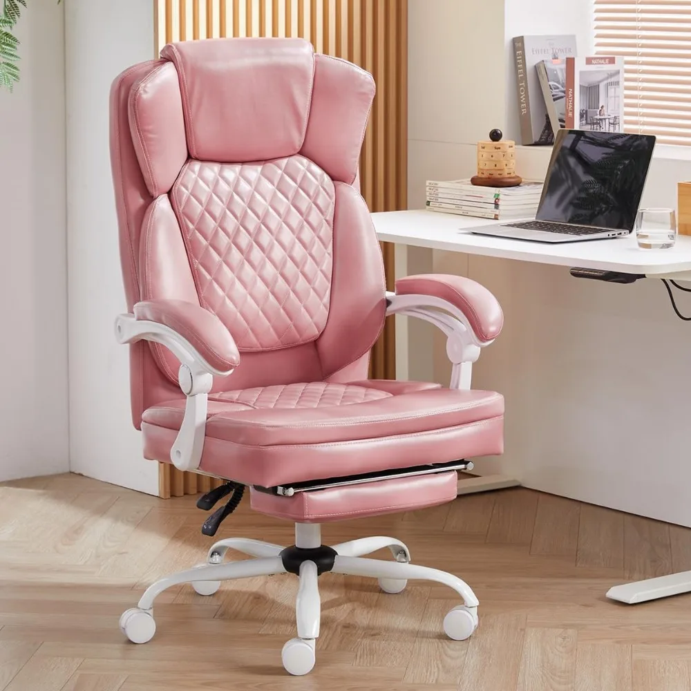 

Office Chair with Foot Rest, Executive Chair with Footrest PU Leather Computer Chair, Big and Tall Chair Reclining Des