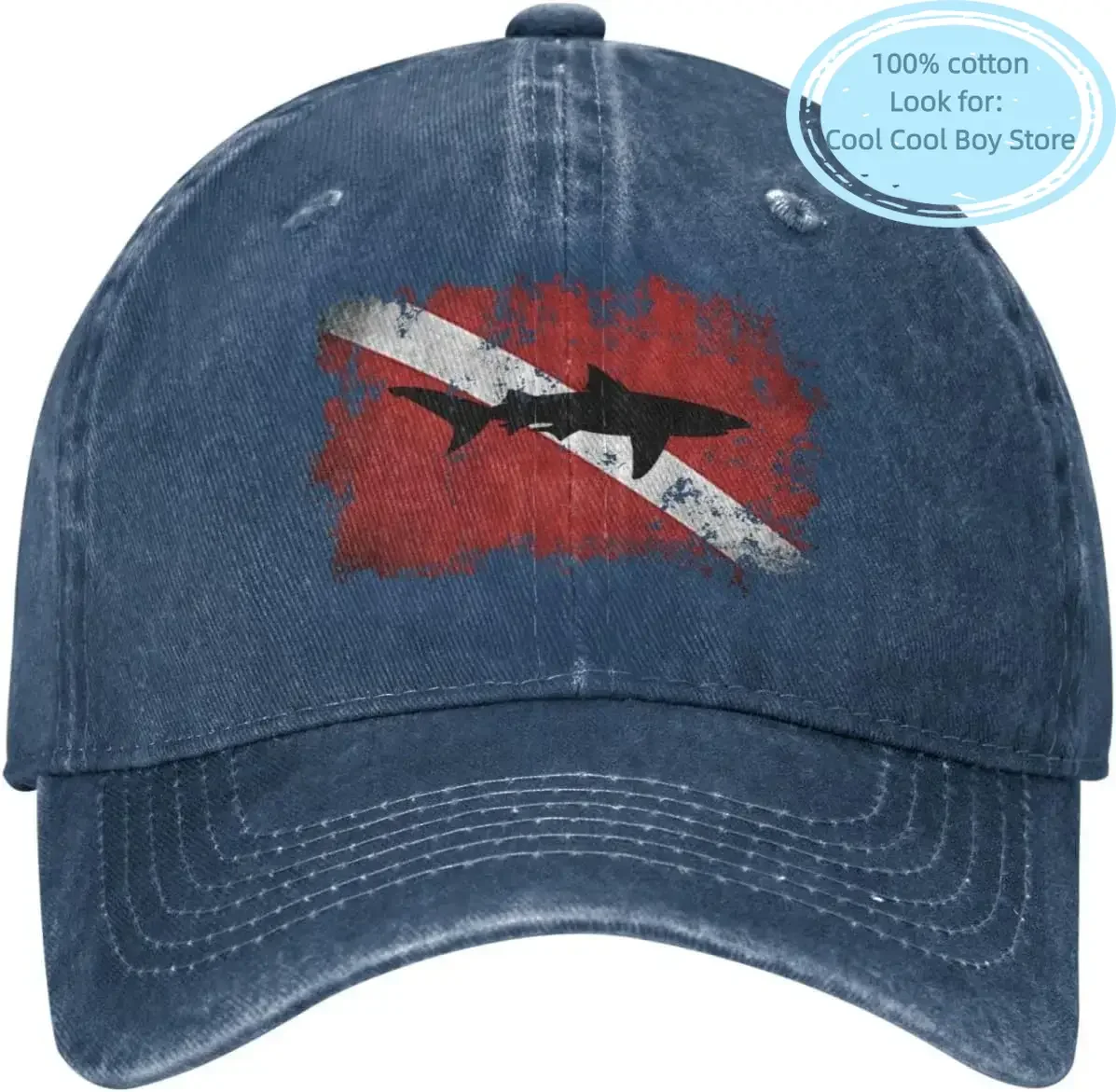 Vintage Shark Scuba Dive Flag Retro Sports Denim Cap