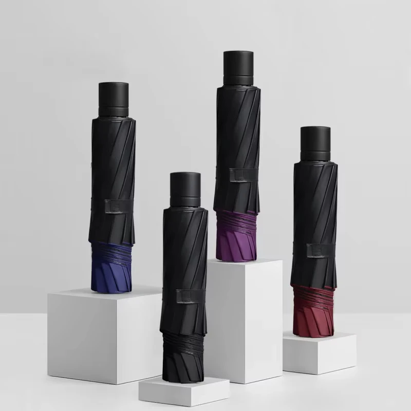 10-Rib Standard Oversized Business Umbrella, Black Glue Coated UV Protection Sun & Rain Dual Use