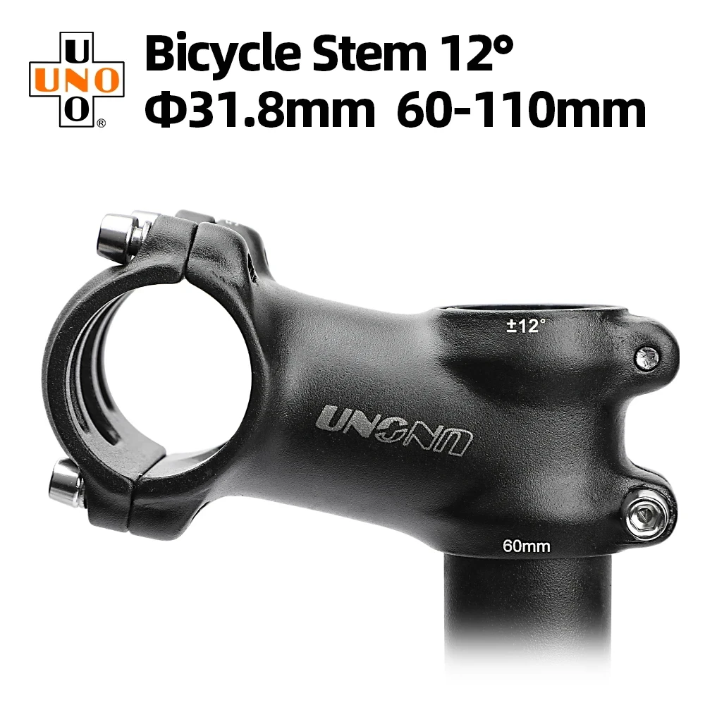 UNO MTB Stem 12 Degree 60/70/80/90/100/110MM Bicycle Handlebar Stem 31.8MM Road Mountain Gravel Stem Power Parts Riser