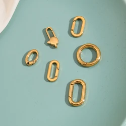 E.B.belle Tarnish Free Geometric Gold Plated Spring Buckle DIY Connect Chain And charms for jewelry Waterproof Accessories
