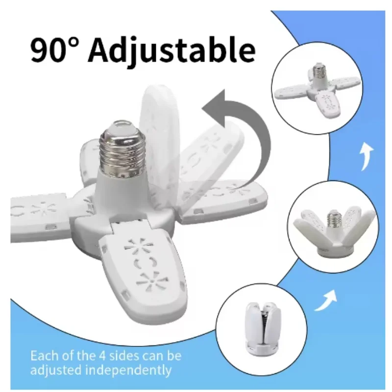 

E27 Fan Shape LED Bulb AC220V 28W Foldable Led Bulb Lamp For Home Living Room Warehouse Garage Ceiling Light White