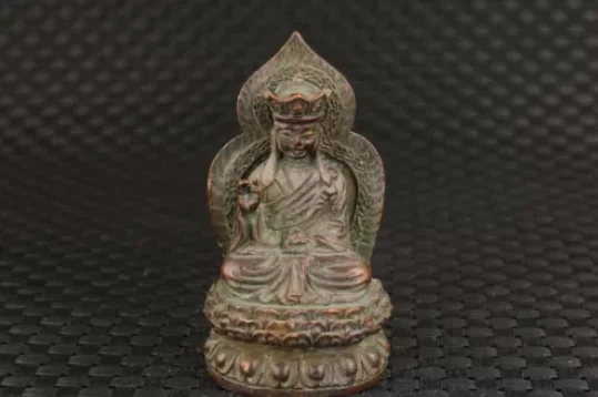 chinese old bronze hand carved buddha tangseng statue