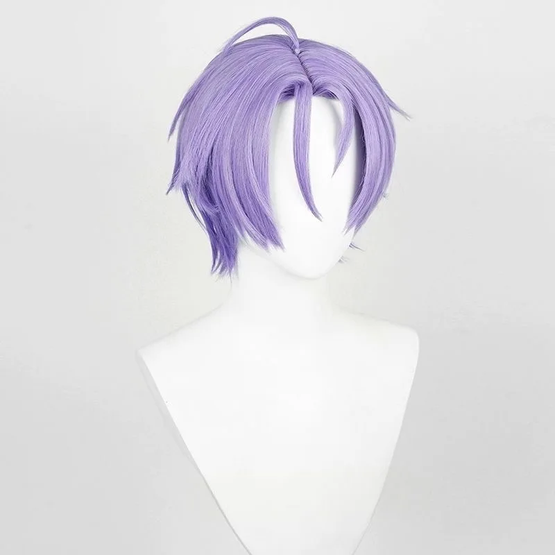 Nuevo Mundo Noche de Carnaval 9 Peluca de Cosplay Juego de Pelo Corto Púrpura Peluca de Cosplay Wang Jiuye