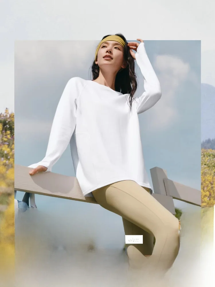 

Свободная женская футболка с длинным рукавом, чисто белая, базовая, для ношения под одеждой, универсальная, новая модель, весна-лето, Banxia Stand Fit Home...