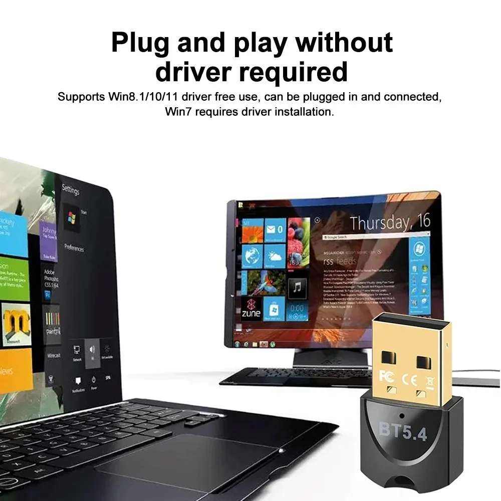 Bluetooth Adapter for PC USB Bluetooth 5.4 5.3 Dongle Bluetooth Receiver for Speaker Wireless Mouse Keyboard Audio Transmitter