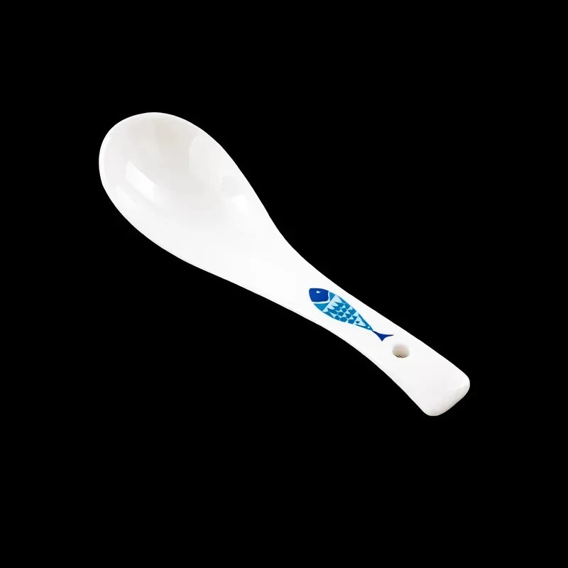 2pcs set, quality bone china rice spoons, fish design, ceramic spoon, korean spoon, small cute soup spoons, spoons for eating