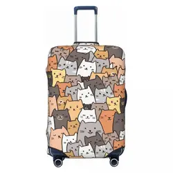 Funda de equipaje de gatito de dibujos animados colorida personalizada, cubiertas protectoras elásticas para maleta de viaje, traje para 18-32 pulgadas