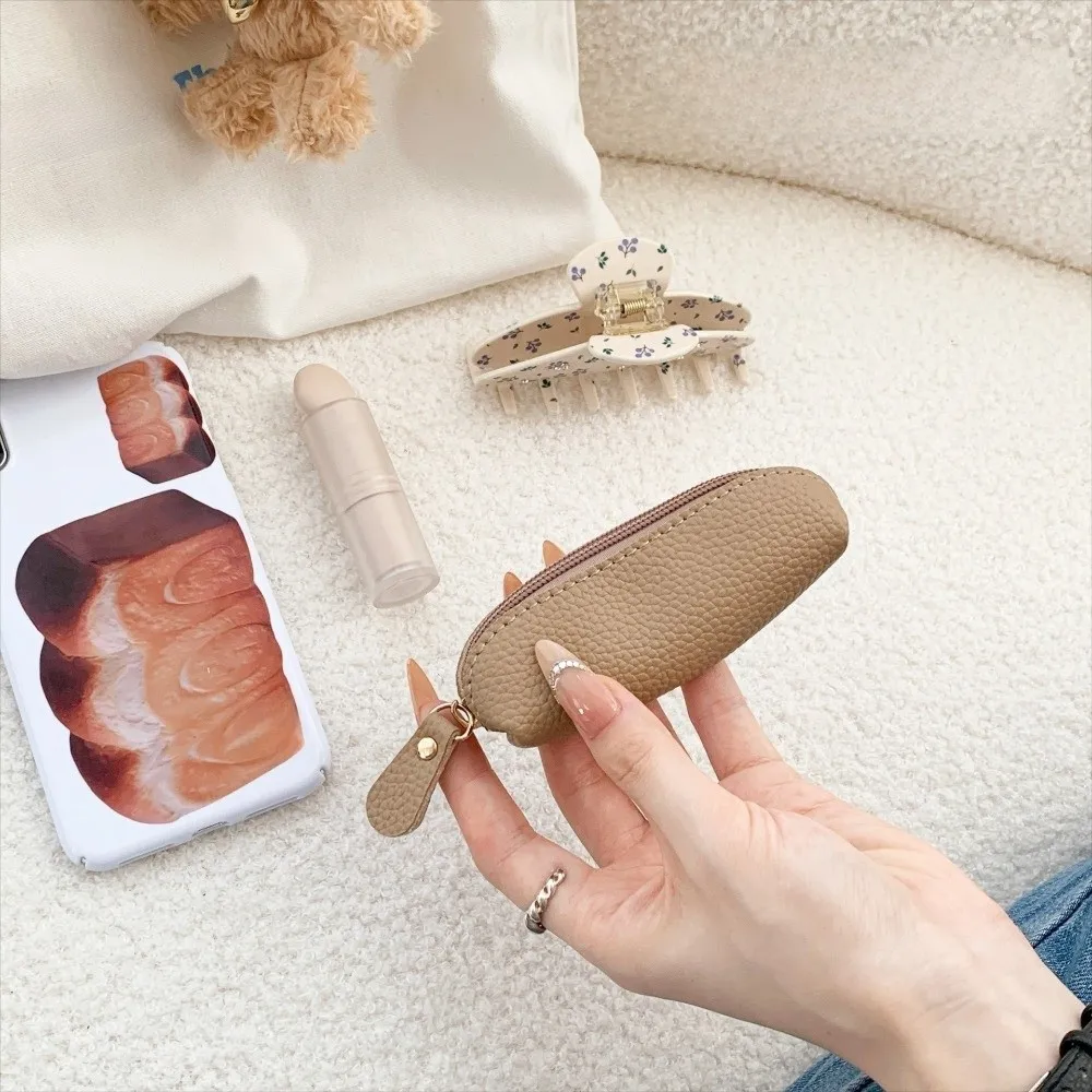 PU Leather Mini Wallet Compact Design Zipper Closure Zipper Coin Purse Cowhide Portable Size Coin Bag Personalized Use