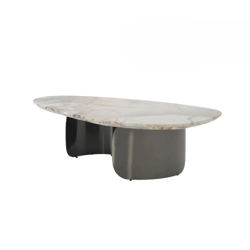 A Italian Light Luxury Luxury Stone Marble Special-shaped Coffee Living Room Simple Stainless Steel Large Coffee Table
