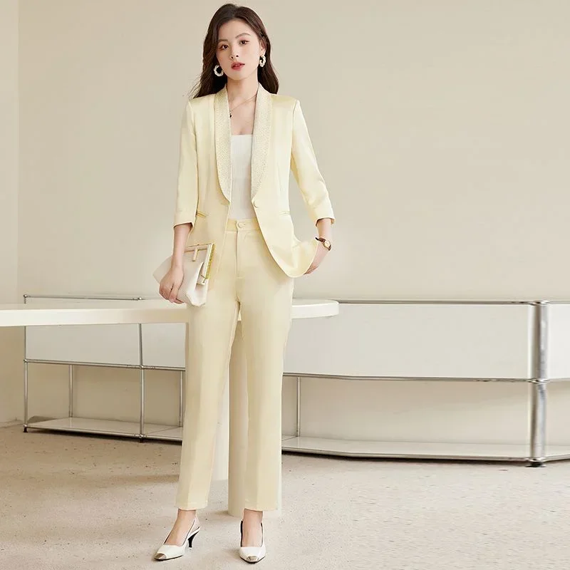 

Insozkdg Summer Formal Designs Pantsuits with Pants + Jackets Coat Women Business Work Wear Professional Elegant Office Blazers