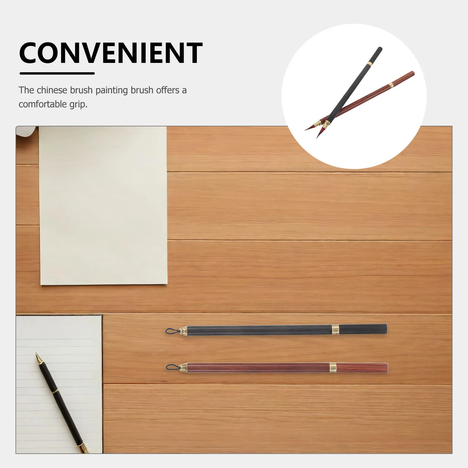 2Pcs Fine Tip Chinese Calligraphy Brush Pen Protective Cap for Detailed Calligraphy Painting Drawing and Sketching