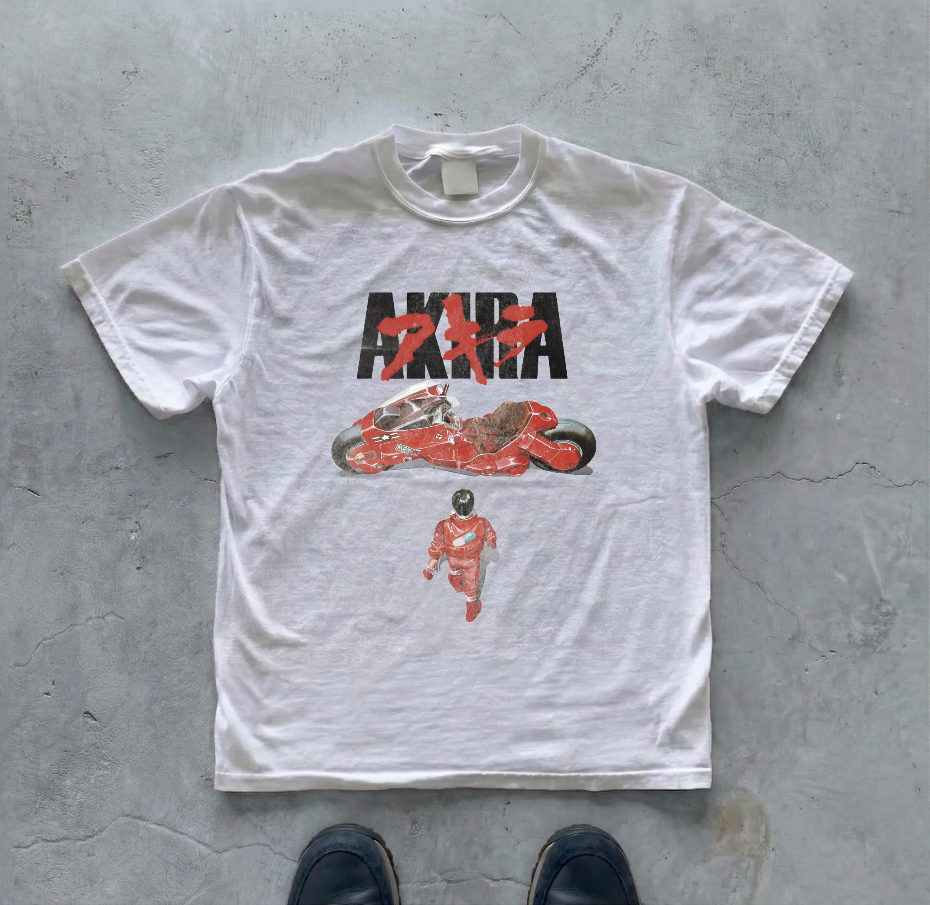 Camiseta Akira con Gráfico de Motocicleta Kaneda, Estilo Anime, Talla Grande, Ropa Urbana Japonesa de los 80, Camisetas Retro de Manga de Katsuhiro Otomo