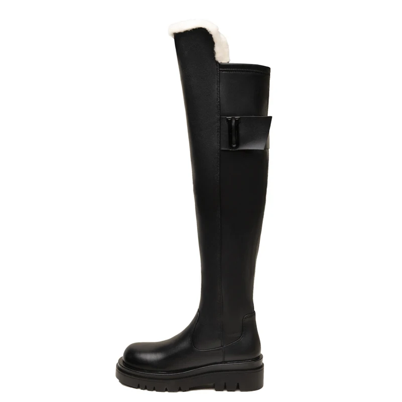 New Winter Women Thigh High Boots Fashion Female Platform Shoes Sexy Ladies Black Brown White Round Toe Over The Knee Snow Boots