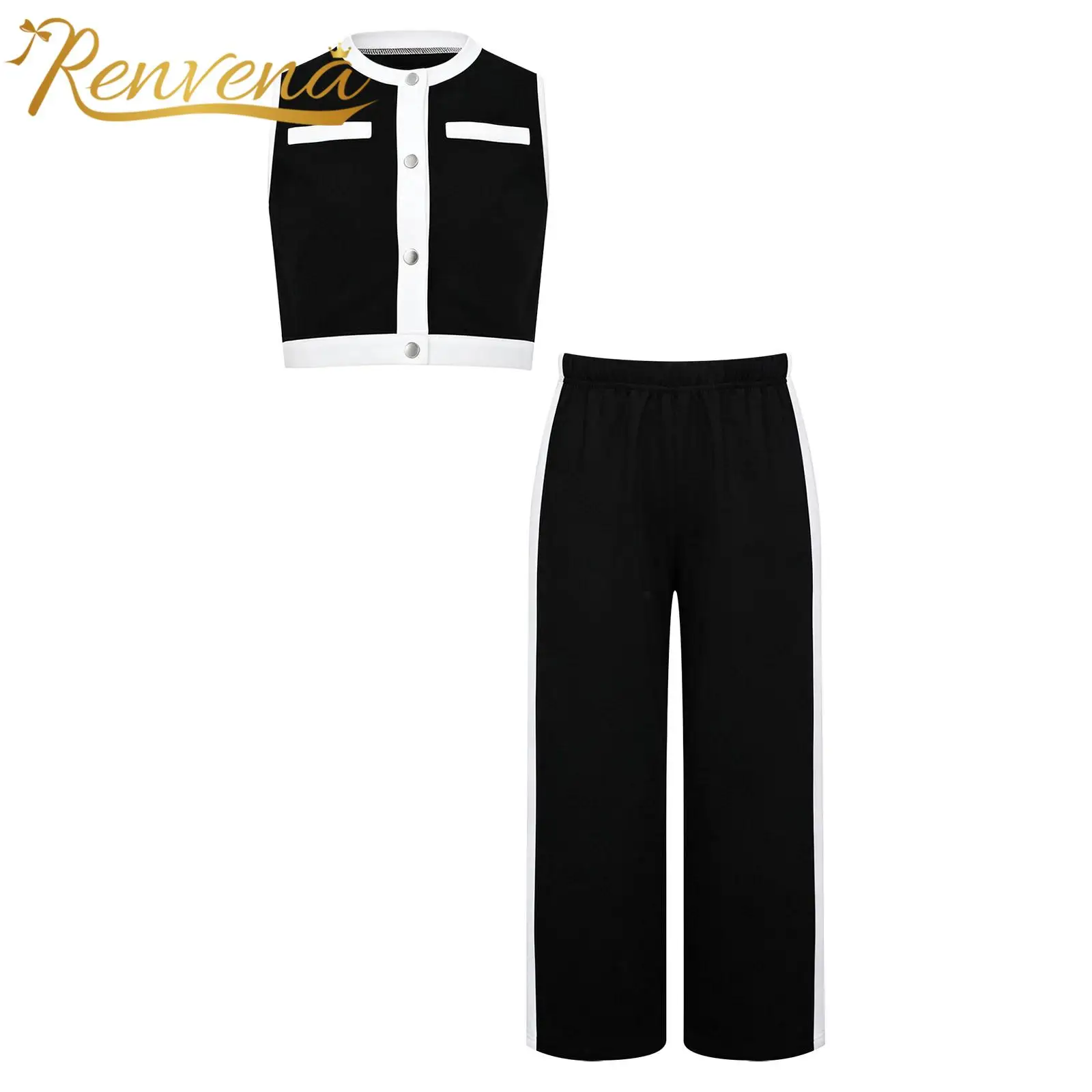 Children Clothing Kids Girls Clothes Sets Elegant Outfit Sleeveless Vest Pants Suits Birthday Party Color Blocking 2-piece Set