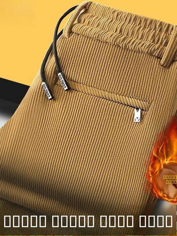 

Мужские зимние утепленные вельветовые спортивные брюки свободного кроя больших размеров с прямыми штанинами, повседневные, в полоску