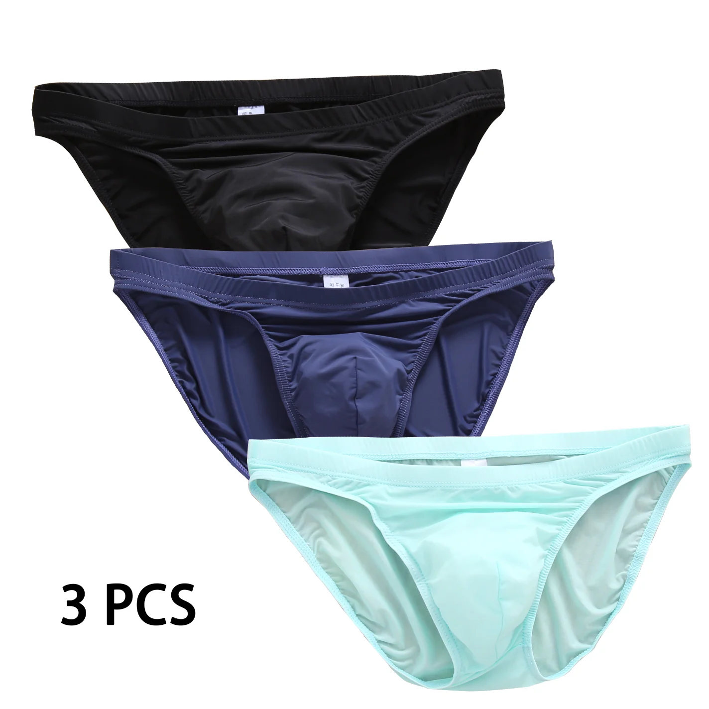 3 Pcs Mens Underwear Men's Quick Dry Performance Low Rise Briefs boys Super thin sexy translucent Ice silk summer breathable