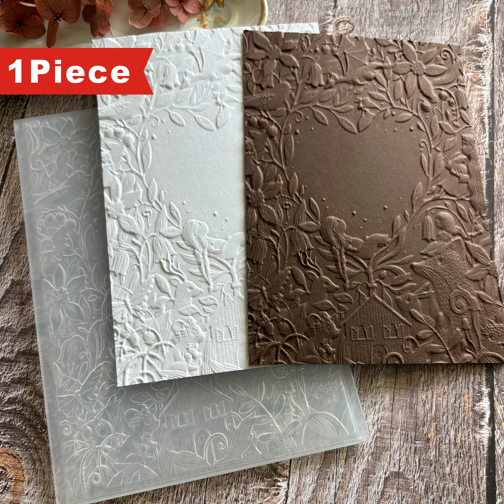 Neuer 3D-Ordner aus Kunststoff mit floraler Prägung für DIY-Kartenherstellung und Sammelalben – Elementdesign in Herzform in Grün
