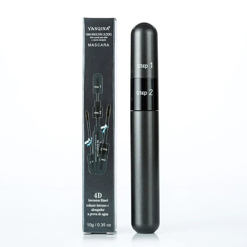 Tête de brosse en Silicone 3D Mascara 2 en 1, épais, étanche, pas facile à étaler, noir, froid