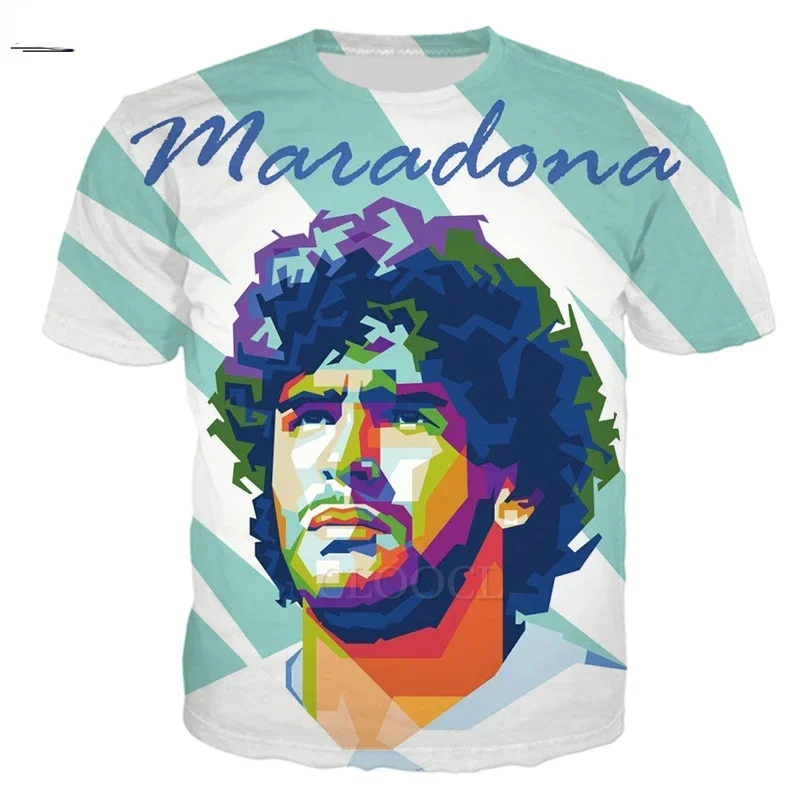 

2024 Summer New 3D Printed Short Sleeve T Shirts for Men Women Fashion Casual Streetwear Maradona Shirts Kids Top Men's Clothing