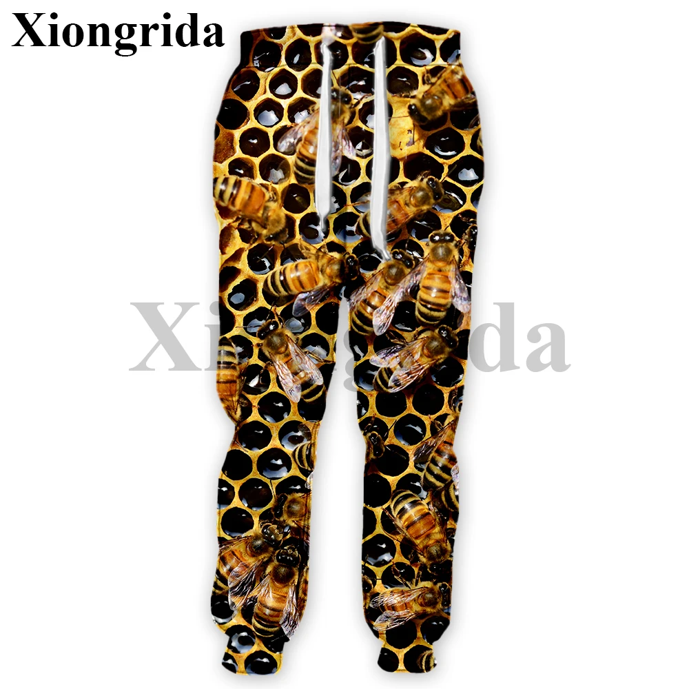 Bee Graphic Sweatpants Mens Insect Hive Honeycomb 3D Print Pants Harajuku Casual Long Pants Unisex Trousers